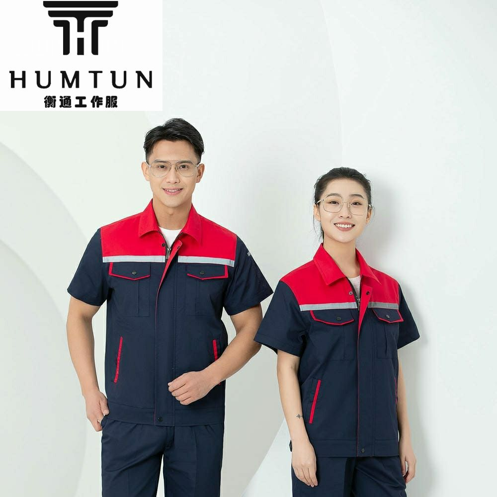 夏季 全工藝磨毛細(xì)斜紋短袖工裝 廠家直銷 工裝定制 工作服 職業(yè)裝 勞保服 可印LOGO 支持來圖來樣